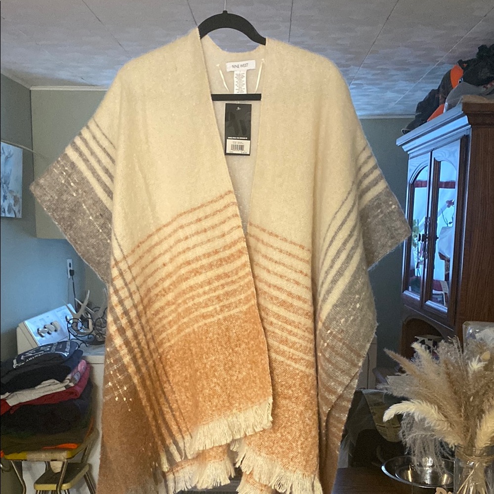 Nine West Striped Shawl in Cream and Tan